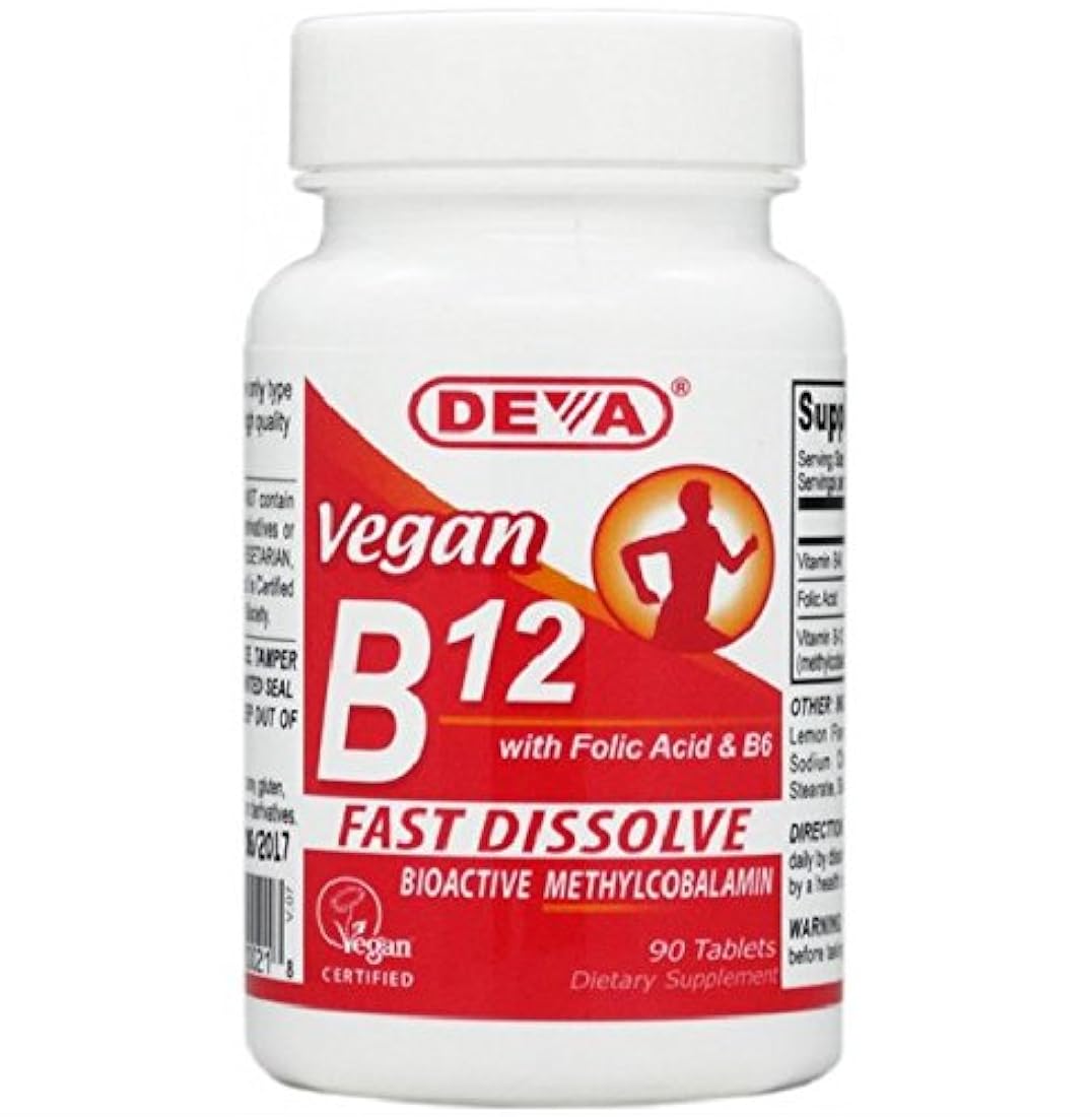 Deva Vitamina vegana B-12 Pastillas de disolución rápida