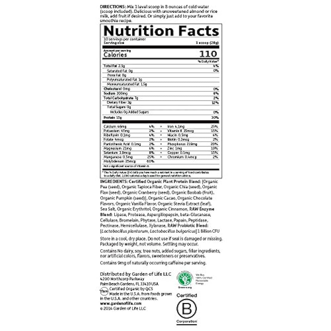 Proteína Orgánica para Jardín de Vida,11803, Chocolate, 1, 1