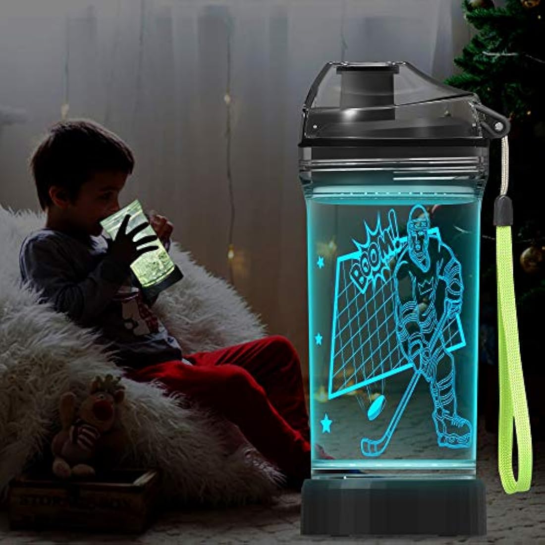 Botella de agua para niños con luz LED