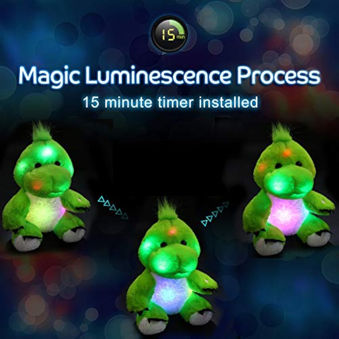 Bstaofy - Peluche con forma de dinosaurio con luces LED