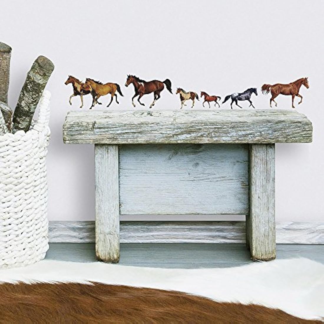Adhesivo decorativo para pared diseño de caballos salvajes