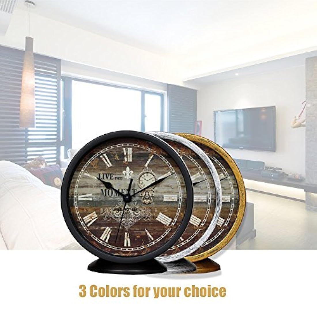 Reloj de mesa silencioso de 6.0 in plástico color gris.