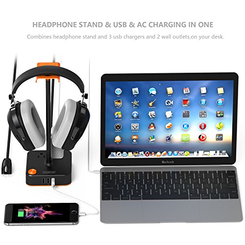 Soporte para auriculares con cargador USB gamer