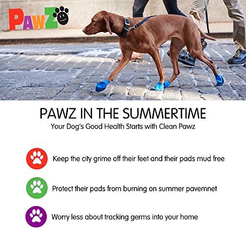 PawZ Dog Boots | Rubber Dog Booties | Waterproof Snow Boots for Dogs | Paw Protection for Dogs | 12 Dog Shoes per Pack (Black)