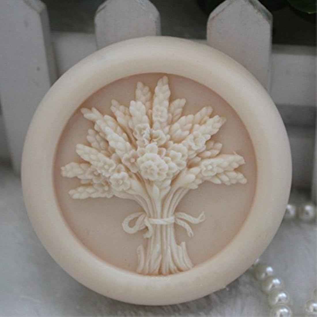 Grainrain - Moldes de jabón de silicona para hacer jabón, diseño de flores de lavanda