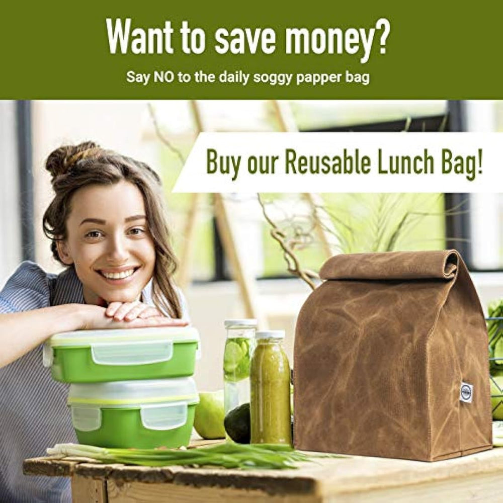 Bolsa de almuerzo de lona encerada reutilizable