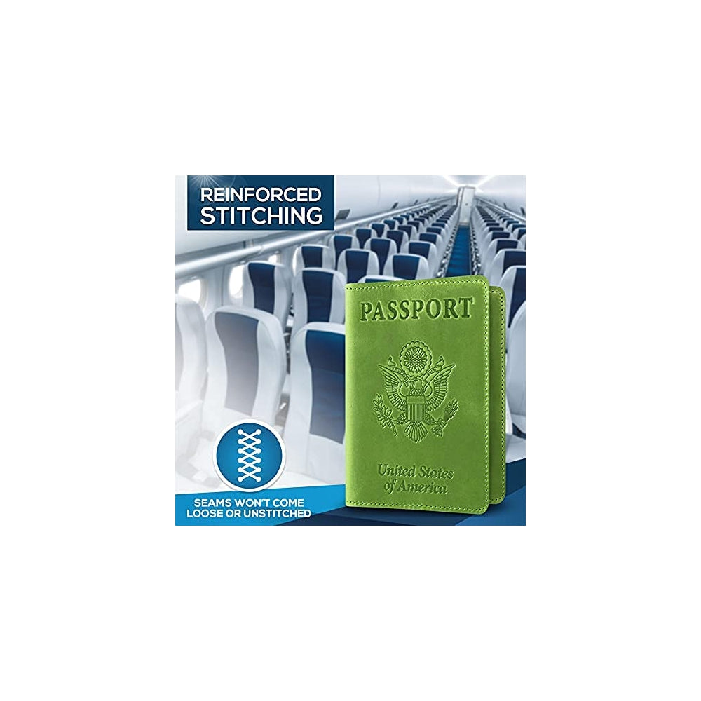 Porta Documentos y Tarjetas de piel sintética verde