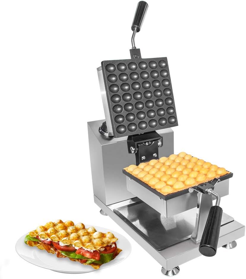 Máquina de Waffles Bubble ALDKitchen, Acero Inoxidable, Rotativa