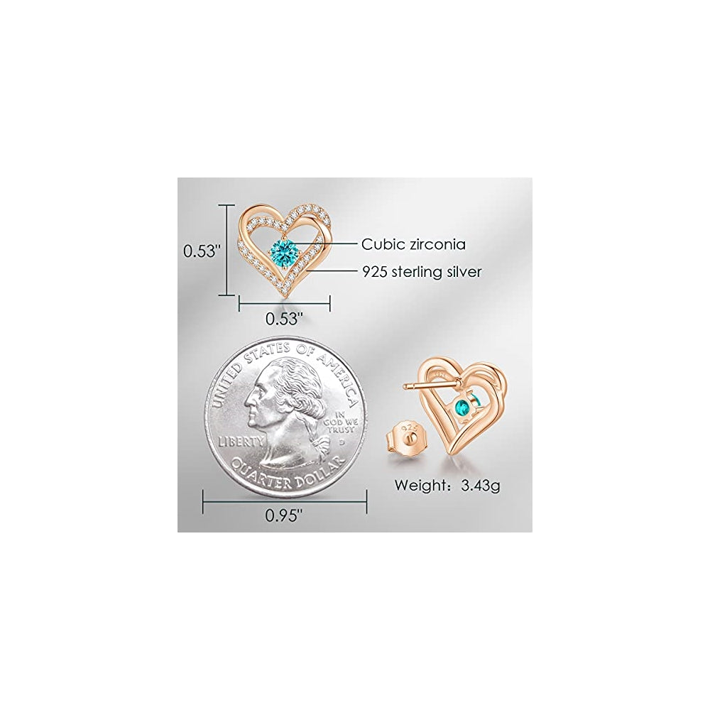 Aretes de plata de ley con piedra de nacimiento de diciembre