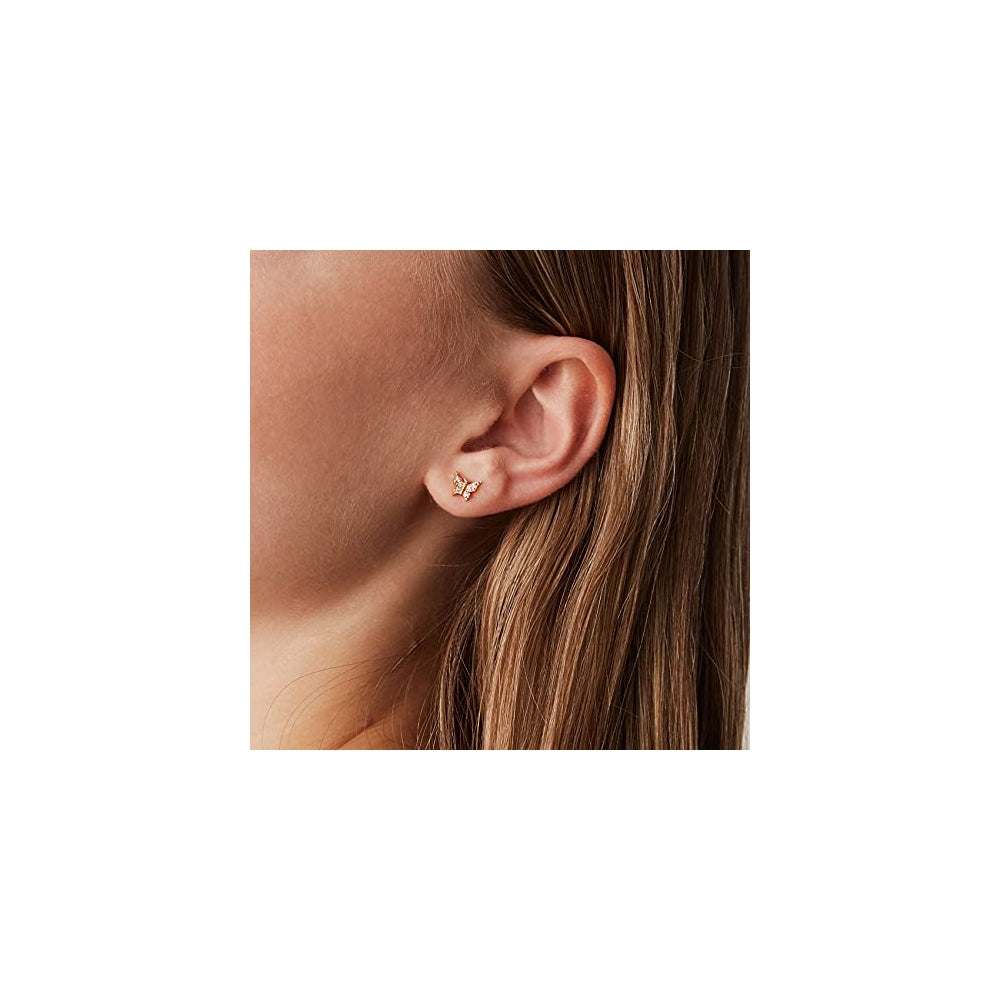 Aretes de plata de chapados en oro de 14 quilates para mujer