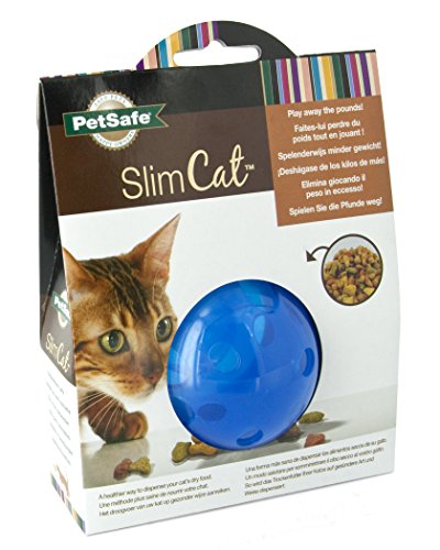 Dispensador de comida para gatos azul