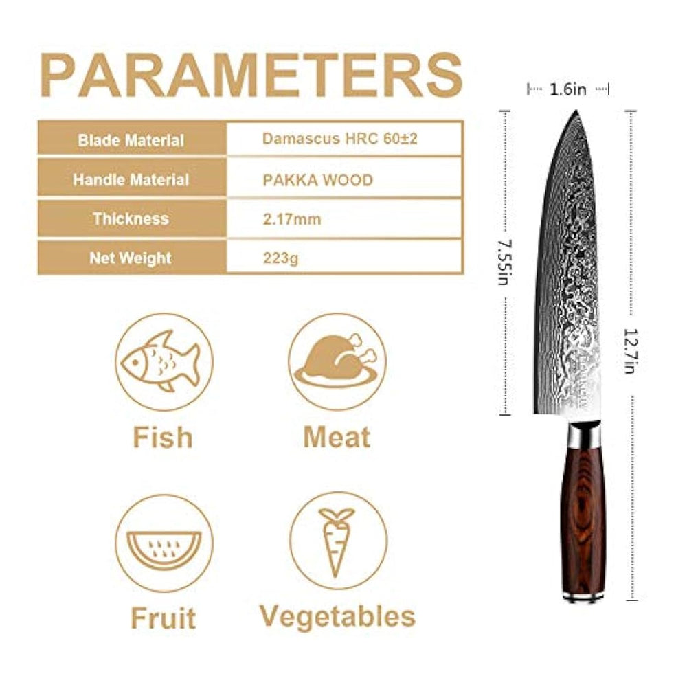 LEVINCHY cuchillo de chef profesional de 8.0 in,