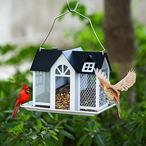 Comedero de pájaros para exteriores de malla metálica