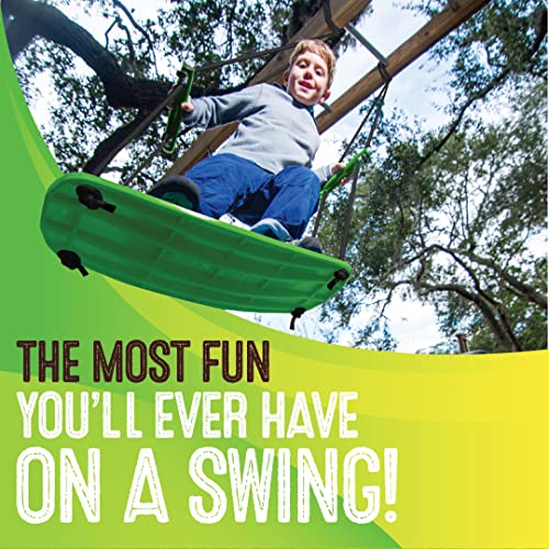Swurfer Columpio de árbol de surf para niños de hasta 150 libras, colgar hasta 10 pies de alto, incluye tabla basculante de 24 pulgadas, cuerda resistente a los rayos UV y asas
