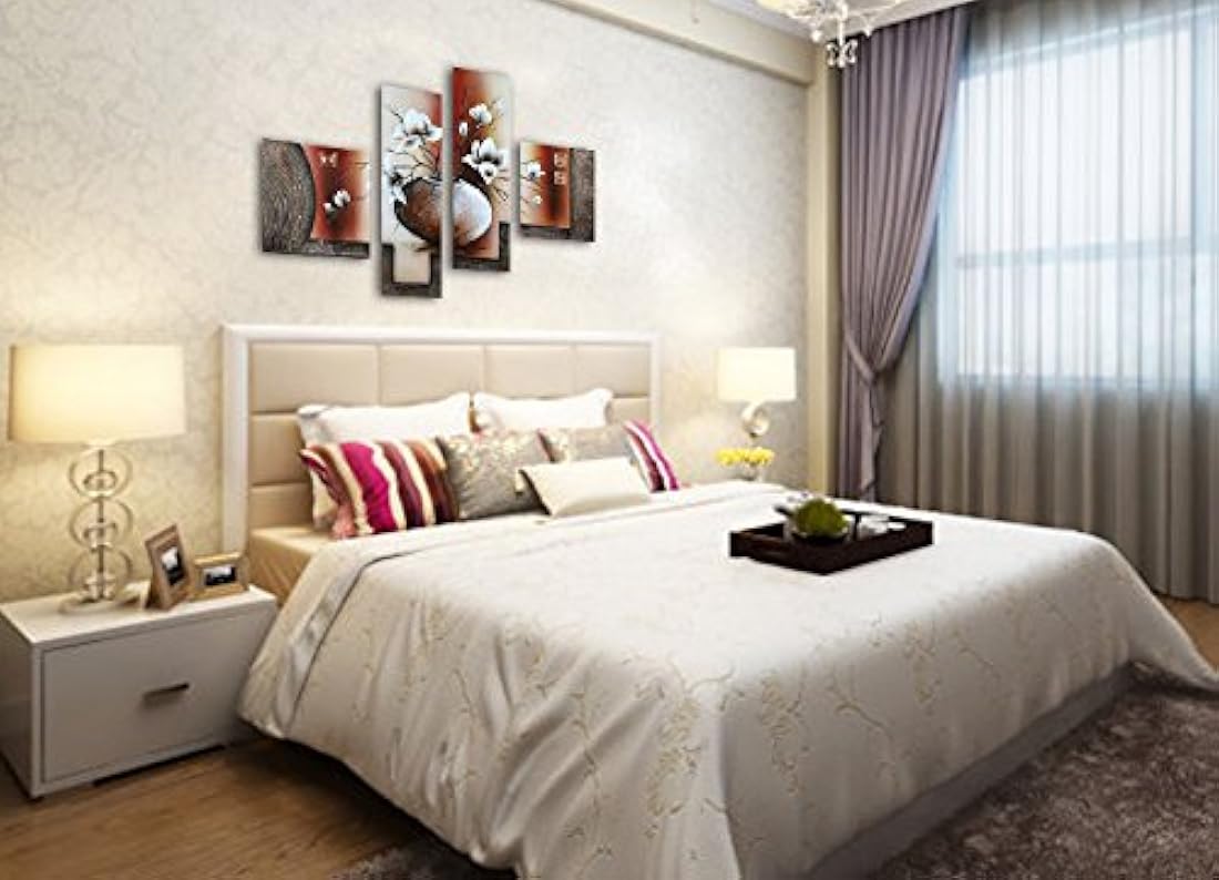 Lienzo decorativo moderno 100% pintado a mano 4 unidades