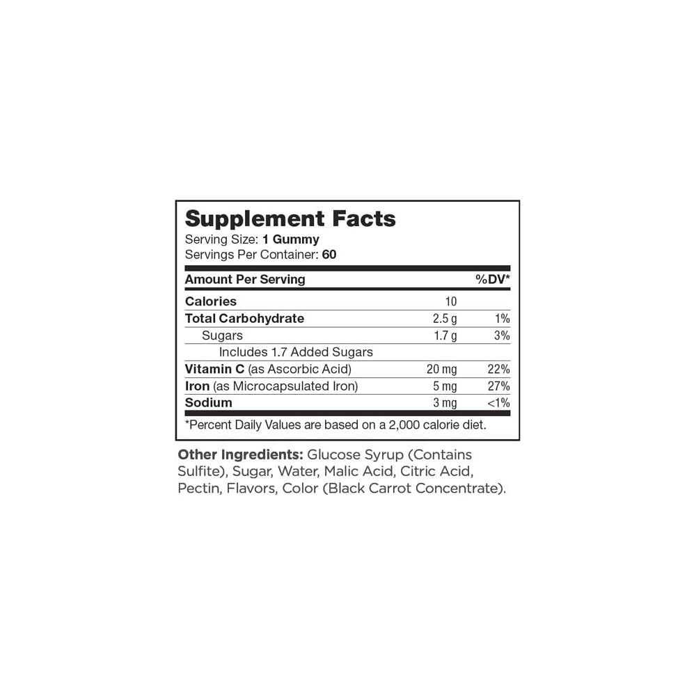 Suplemento Gomitas de hierro con vitamina C Kosher 60 und