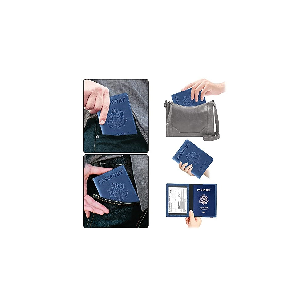 Porta Documentos y Tarjetas de piel sintética azul oscuro