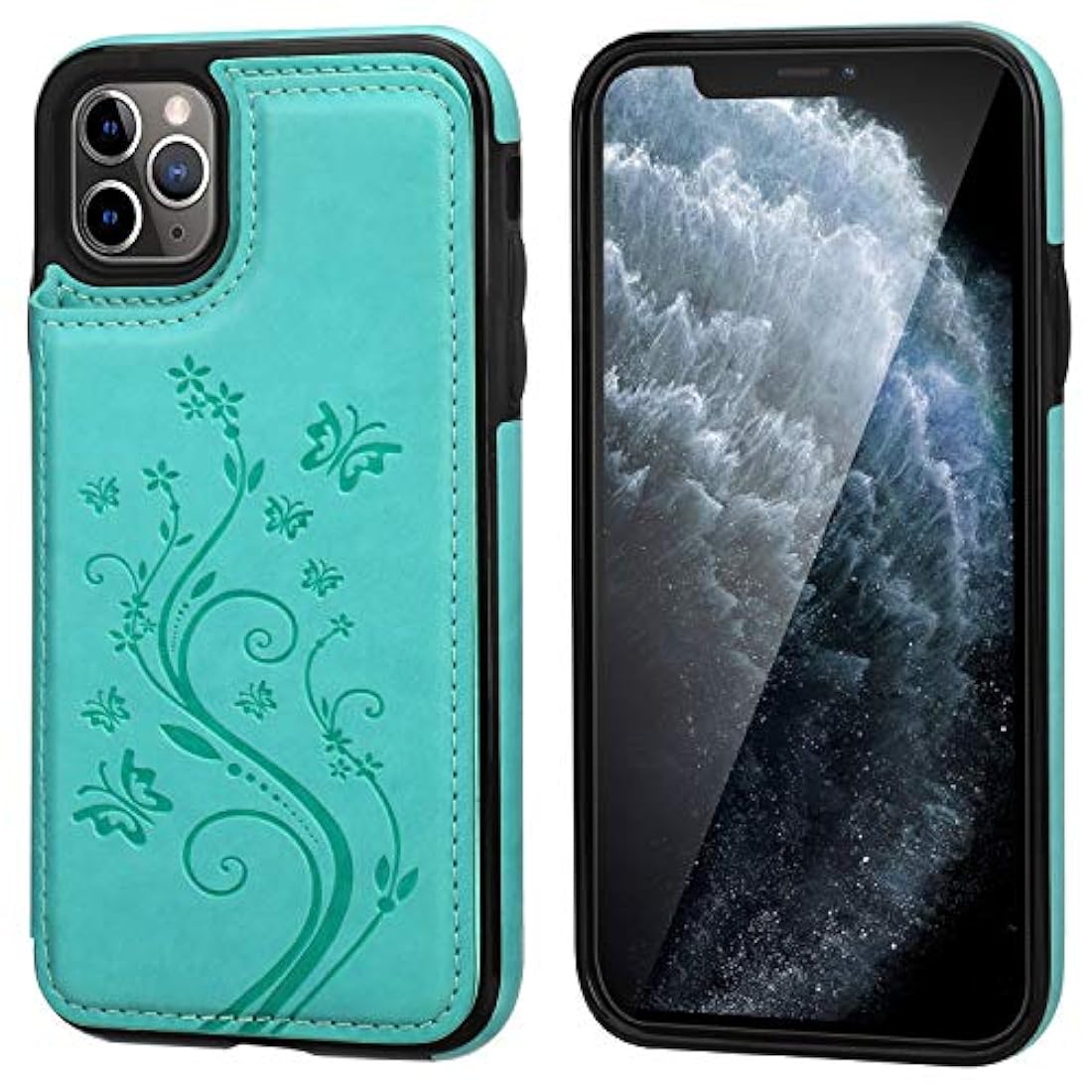 Vaburs - Funda tipo cartera para iPhone 11 Pro Verde