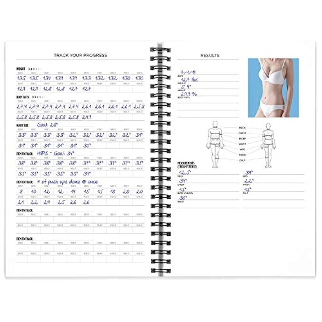 Libro de registro de entrenamiento y agenda de ejercicios