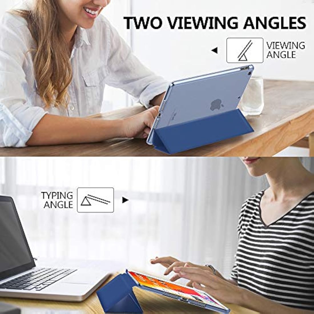 Funda delgada y ligera con función atril y protector