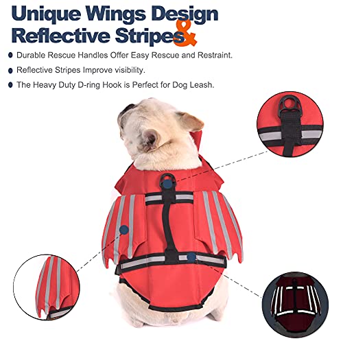 Chaleco salvavidas para perro, chaleco salvavidas para mascotas, salvavidas flotador para perros, traje de baño con asa para natación, piscina, playa, canotaje, para cachorros pequeños, medianos y grandes perros