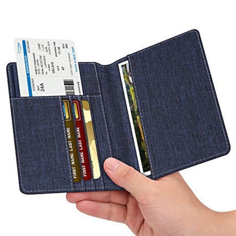 Portadocumentos de viaje de piel sintética con bloqueo RFID