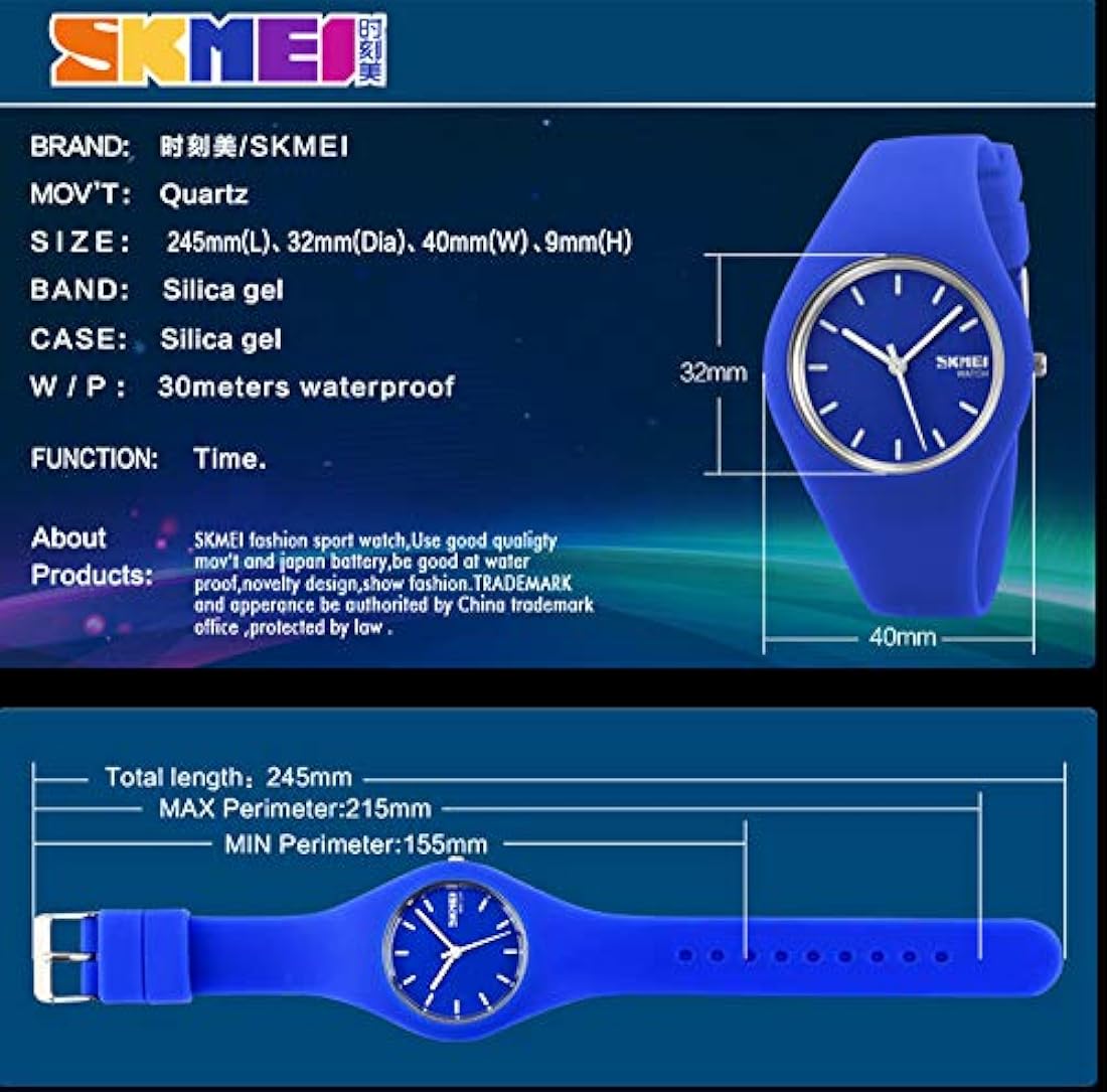 Gosasa Casual Simple Estilo Correa de Silicona Mujeres Hombres Relojes Deportivos 98.4 ft Impermeable