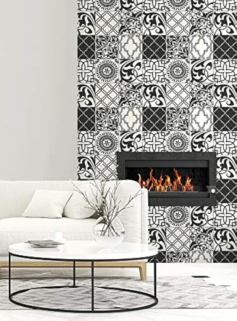 NextWall - Papel pintado para azulejos (blanco y negro)