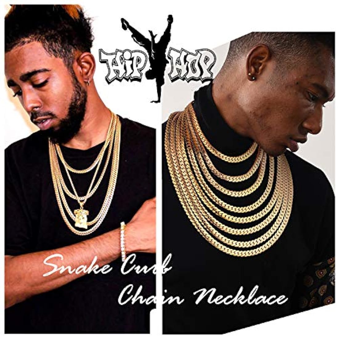 U7 collar cadena con forma de serpiente, 18-32 pulgadas