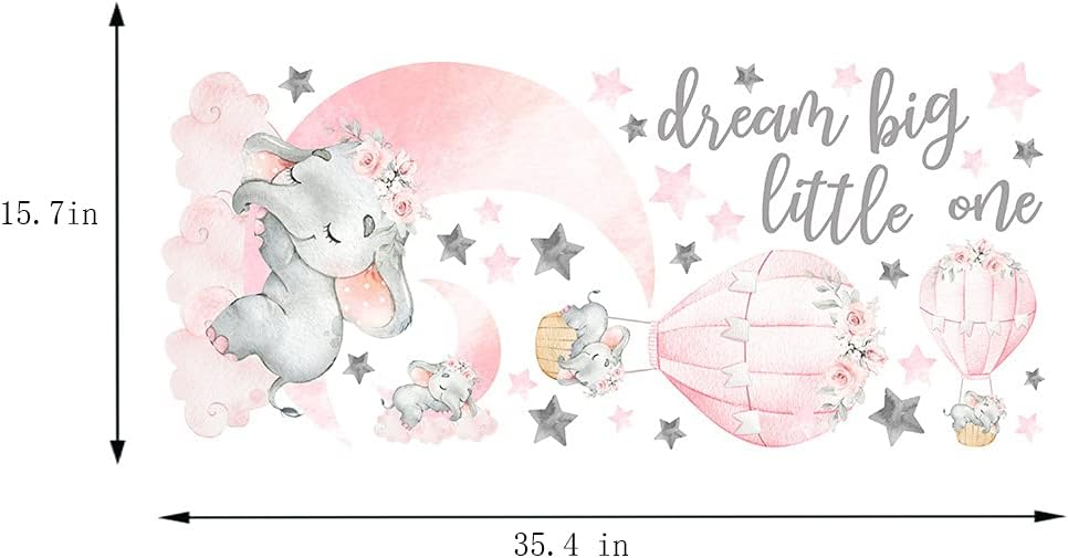Pegatinas de Pared Elefante, Dream Big, Globo Aerostático