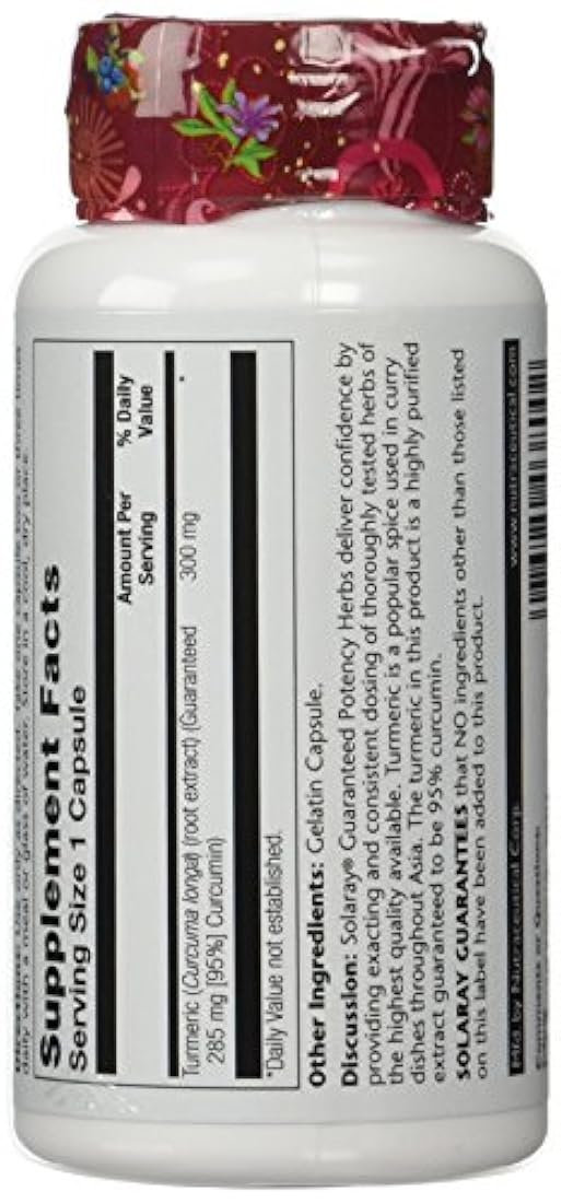 Extracto de raíz de cúrcuma Solaray, 300 mg, 60 unidades