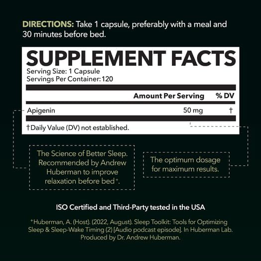 Suplemento de Apigenina 50 mg Sin OMG Ayuda Natural