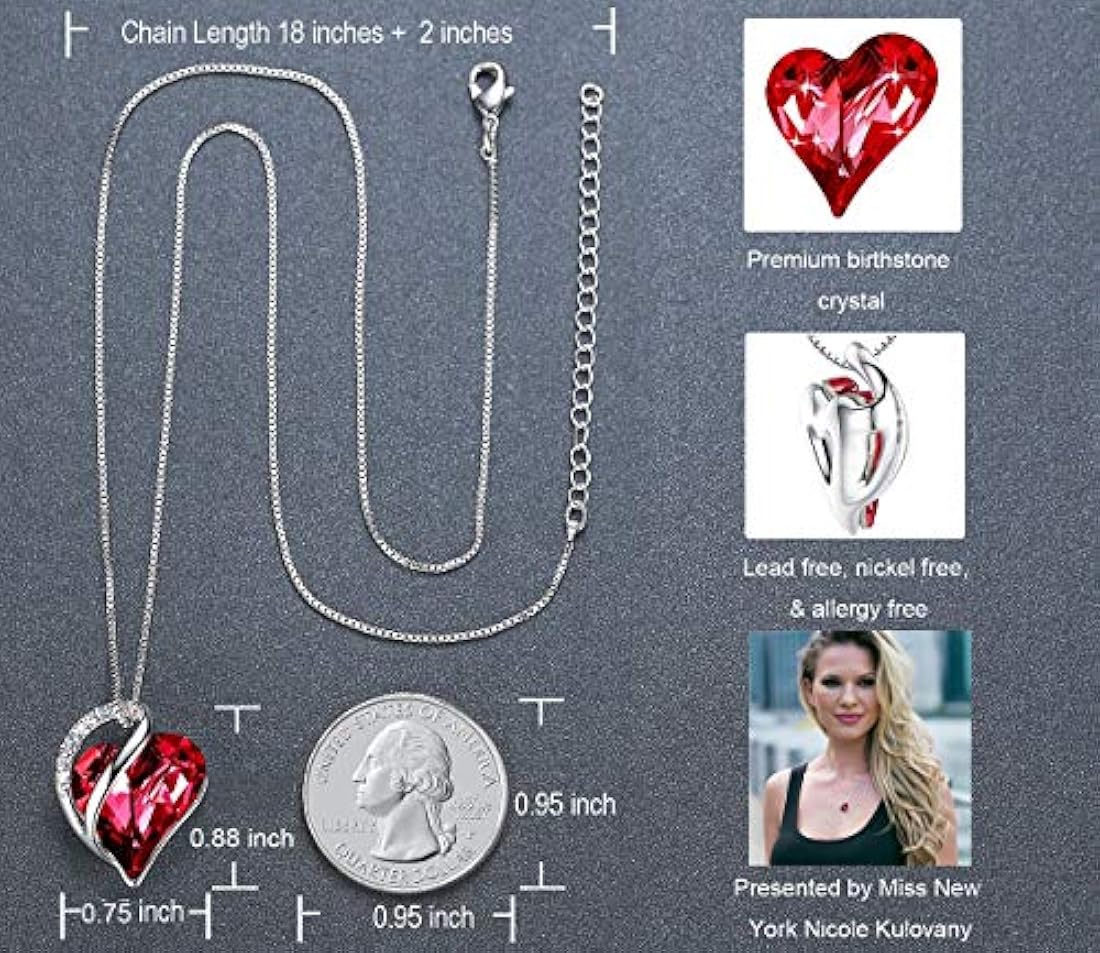 Collar con colgante de corazón de cristal plateado 17/2