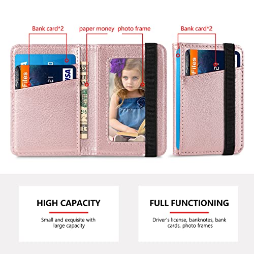 TopFunny Funda tipo cartera para teléfono móvil, soporte para tarjetas de crédito para la parte posterior de las fundas de teléfono, funda tipo cartera de cuero compatible con iPhone, Samsung Galaxy Android, la mayoría de los smartphones, oro rosa