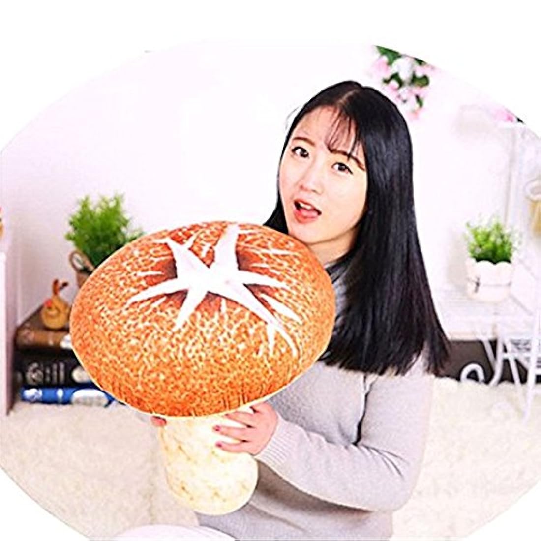 Hynbase 3D Creative Plush Toys Mushroom Throw Pillow