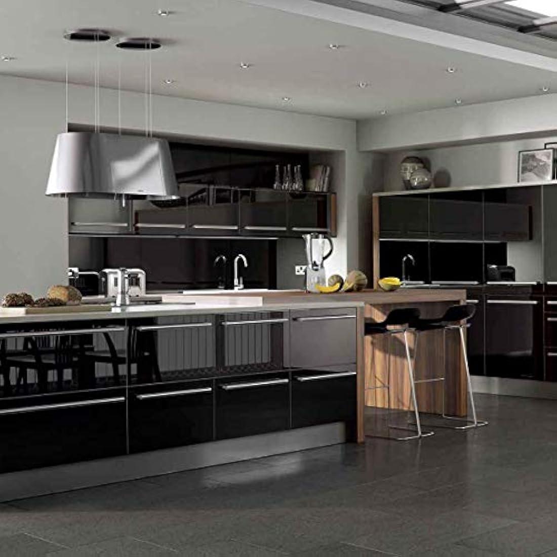 VEELIKE Papel pintado impermeable perla negra autoadhesiva