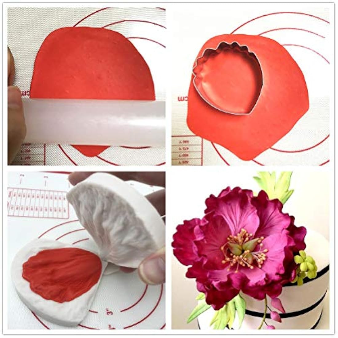 Gumpaste Set de cortador y moldes de flores para torta 6pcs