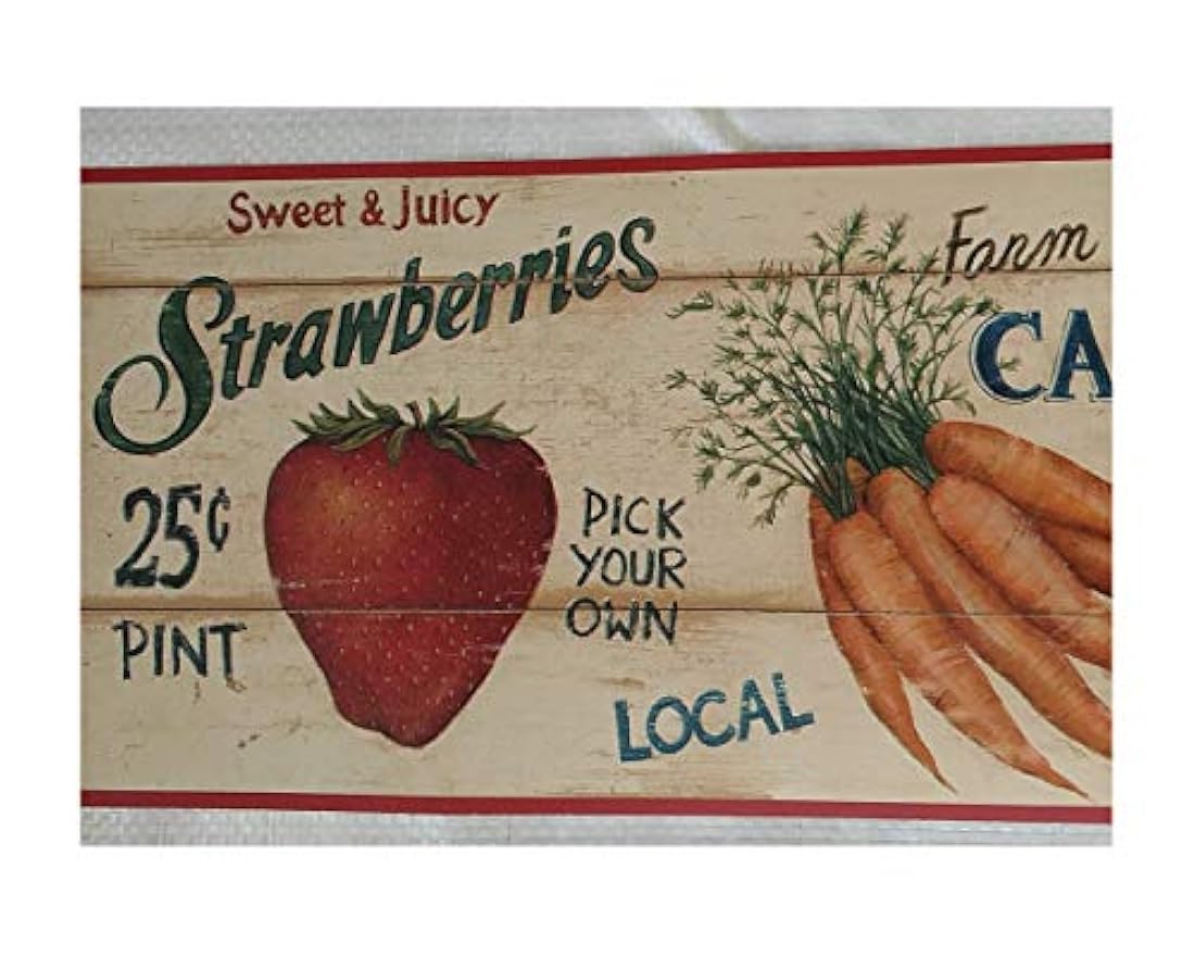 Cenefa de papel pintado con diseño de frutas y verduras