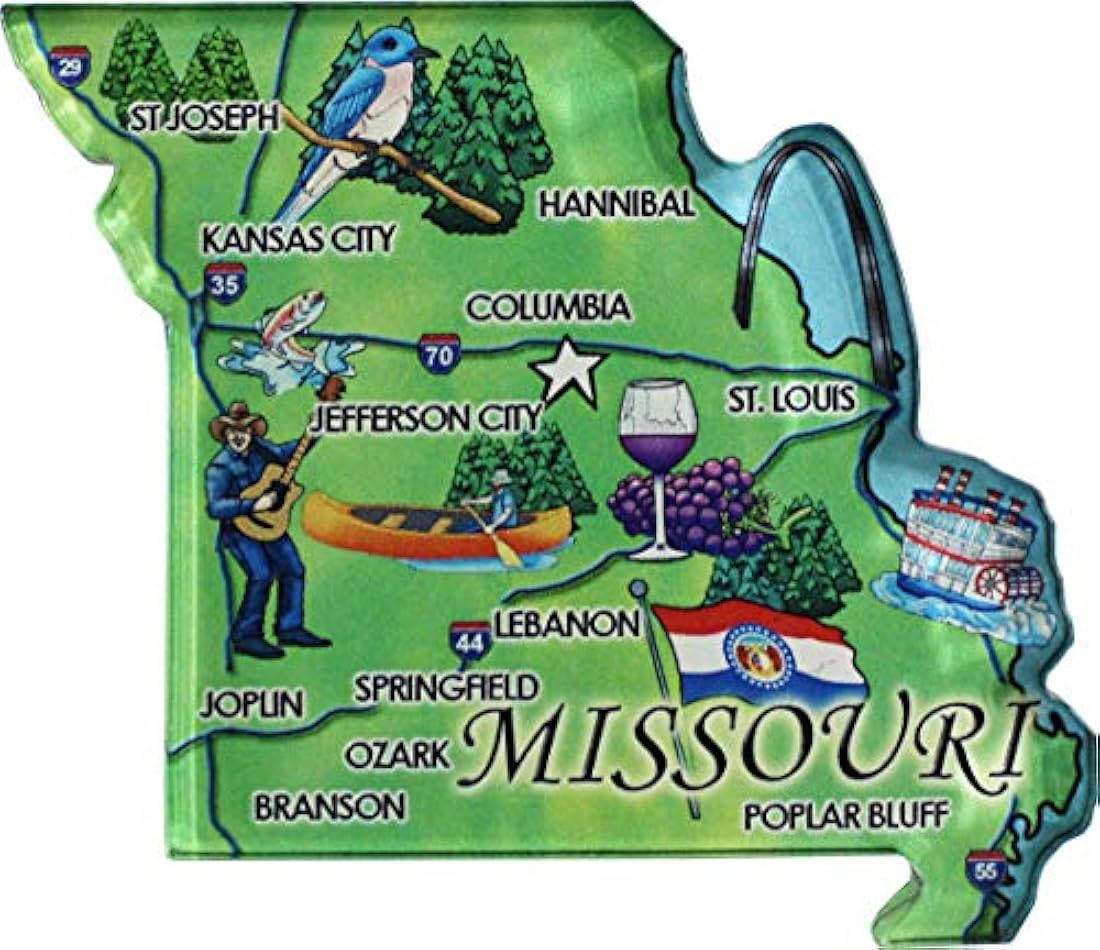 Imán para nevera Missouri diseño de mapa del estado