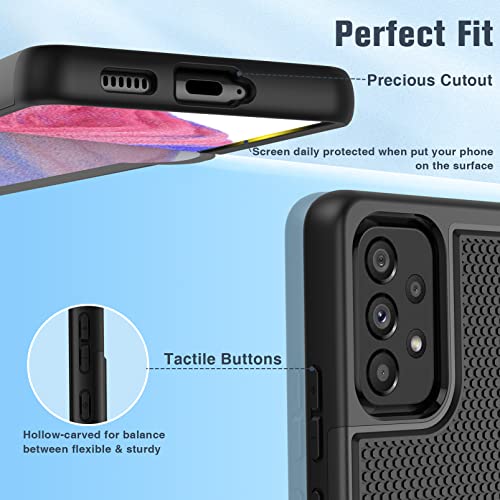 Funda para Samsung Galaxy A53 5G (Galaxy A53 5G UW): funda protectora de doble capa resistente a prueba de golpes, resistente con parte trasera texturizada antideslizante, protección militar, 6.5 pulgadas (negro mate)