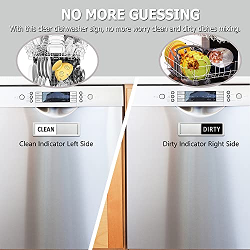 Imán para lavavajillas con imán de limpieza sucia, sin arañazos, imán suave súper fuerte con adhesivos de doble cara, fácil de leer y deslizar para cocina, lavavajillas, nevera, lavandería, lavadora (plateado y blanco)