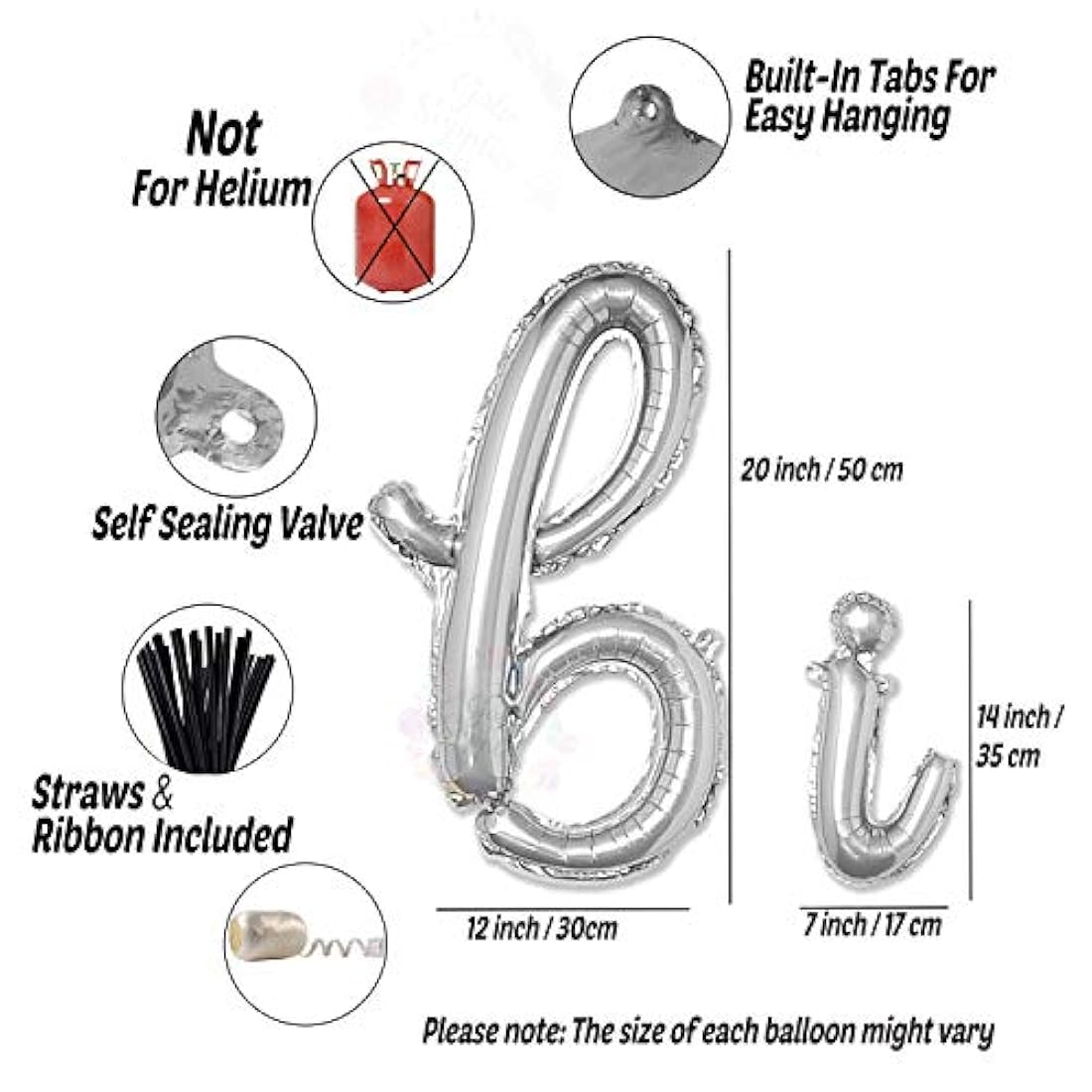 Globos de feliz cumpleaños, letras de globo doradas cursivas