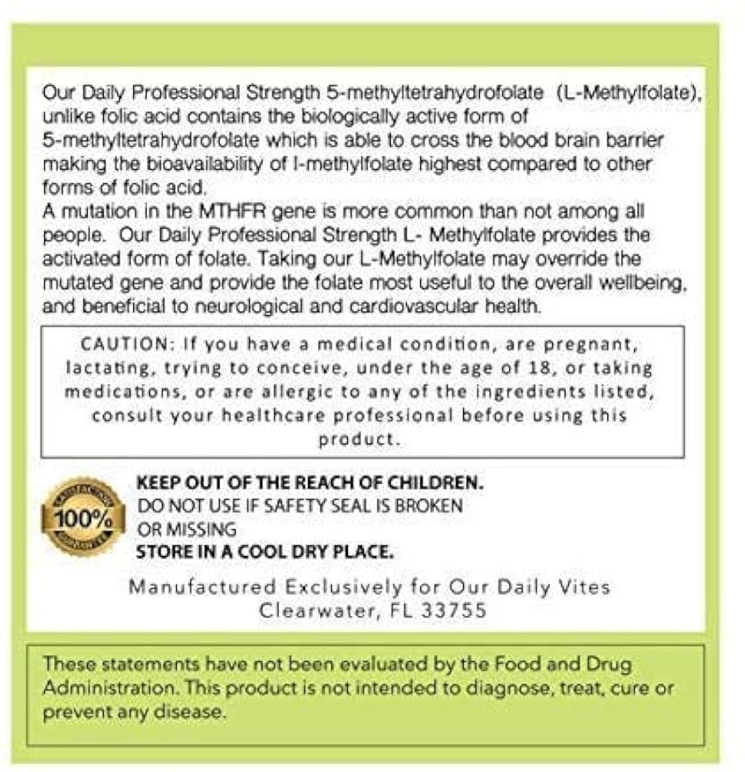 Our Daily Vites L-metilfolato 2 90 cápsulas 15 mg 15000 mcg