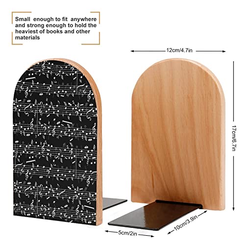 Notas musicales - Soporte para sujetalibros con estampado de madera para estanterías, libros, divisores, decoración moderna, de tamaño grande