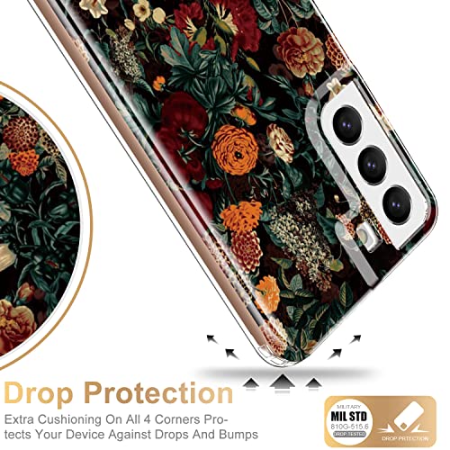 ESDOT Funda para Samsung Galaxy S22 Plus, grado militar, prueba de caída de 21 pies, resistente con diseños de moda para mujeres y niñas, funda protectora para Galaxy S22+ Plus 6.6 pulgadas, estampado jardín de flores