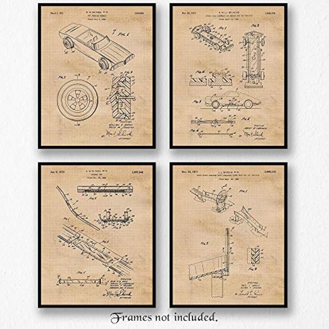 Impresiones de carteles vintage de Hot Wheels, juego de 4