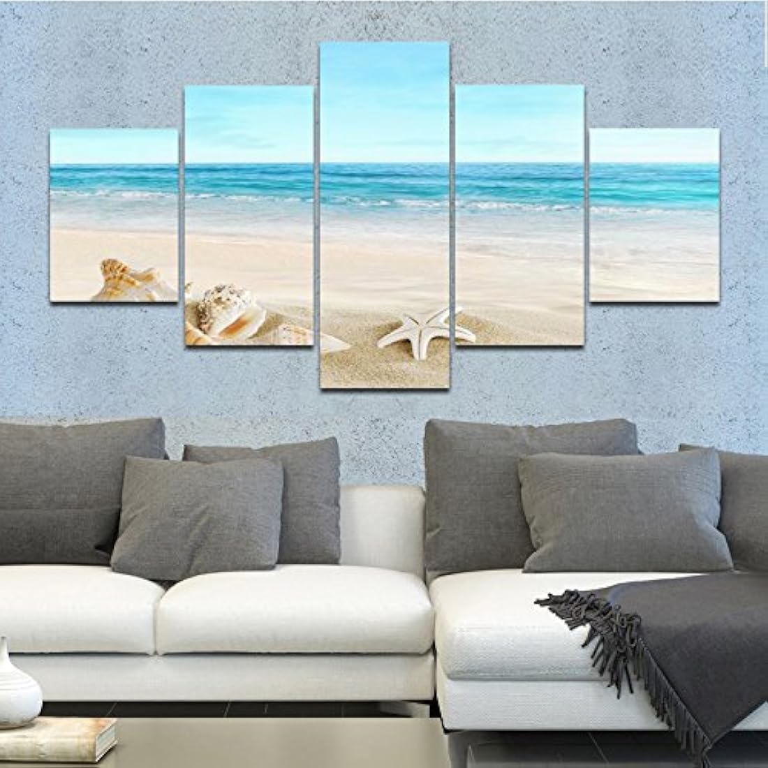 Pyradecor - Lienzo con 5 paneles de paisaje marino