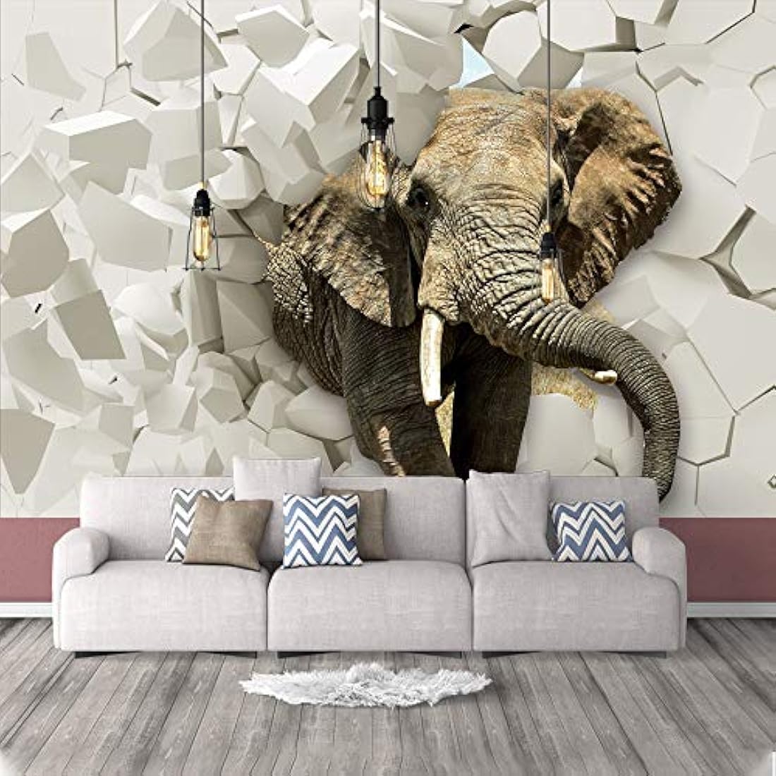 Papel pintado autoadhesivo tipo mural diseño elefante(66x96