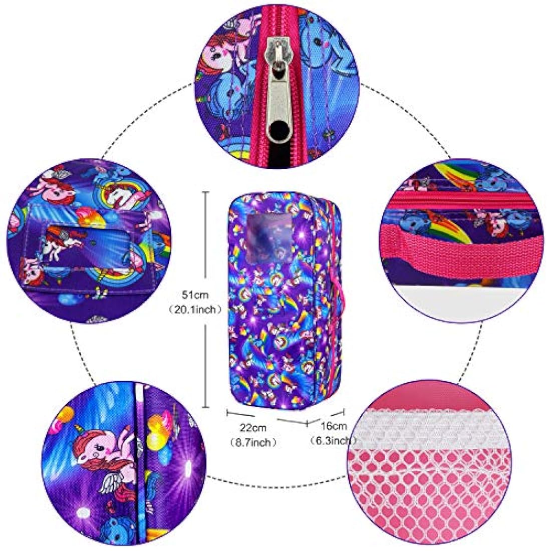 Bolsa de viaje para muñecas de unicornio.
