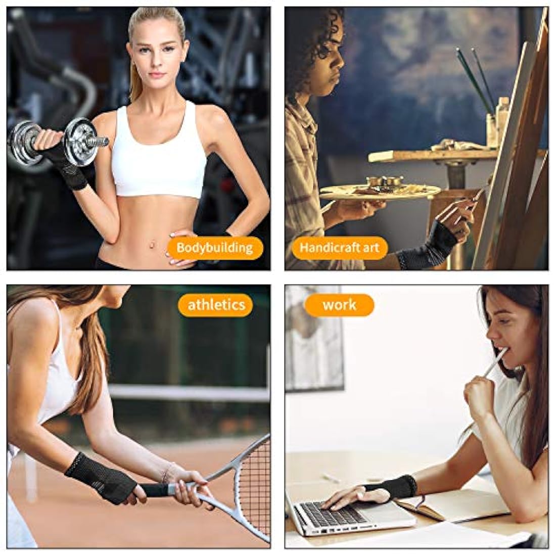 Muñequera de compresión de alivio del dolor, color negro